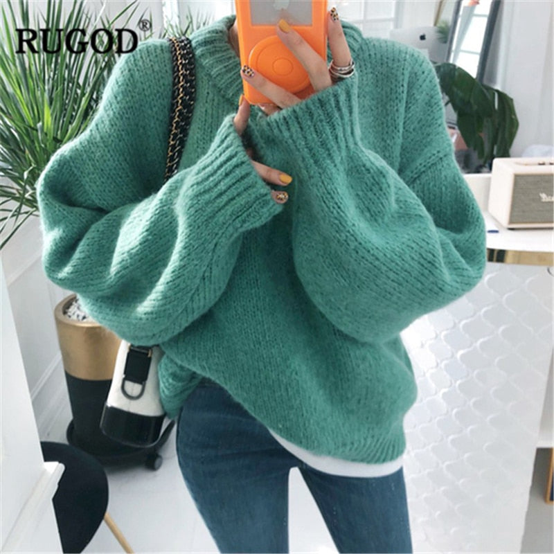 Fashion Women Pullovers Solid Plus Size Knitted Warm Winter Clothes O-Neck Casual Women Sweaters