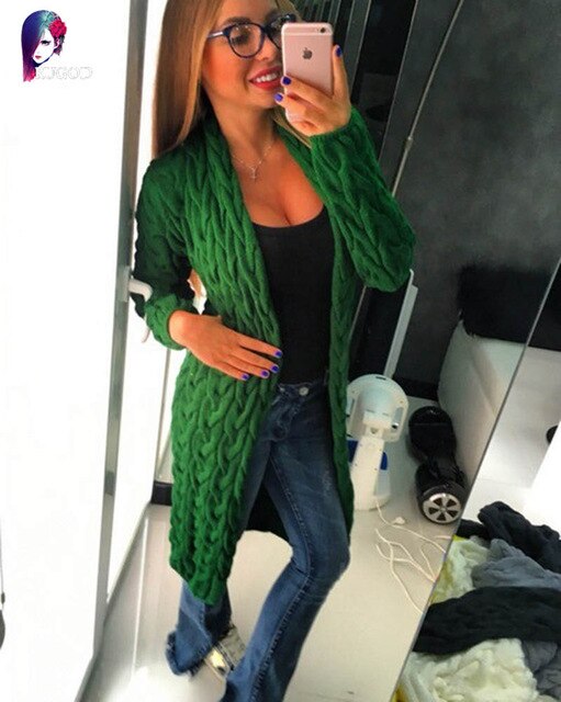 New Spring&Winter Knitted Crochet Sweater for Women Long Twisted cardigan dress Open female sweaters