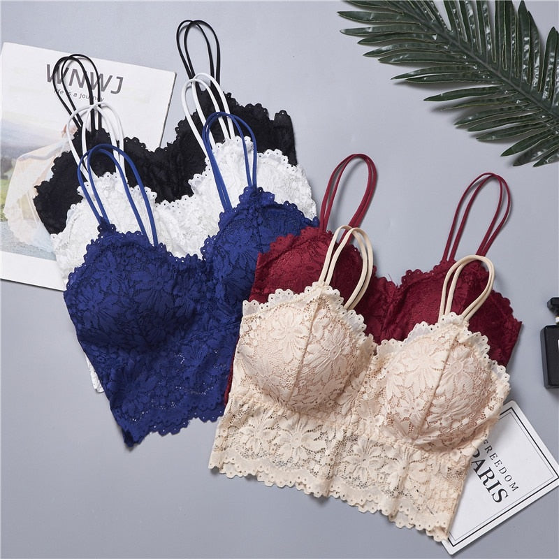 2019 Women Sexy Lingerie Lace Floral Bralette Bra Tank Camis Underwear Lace Bra Crop Tops Brassiere