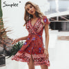 Bohemian floral mini women summer dress  female 2019 Elegant holiday beach sundress