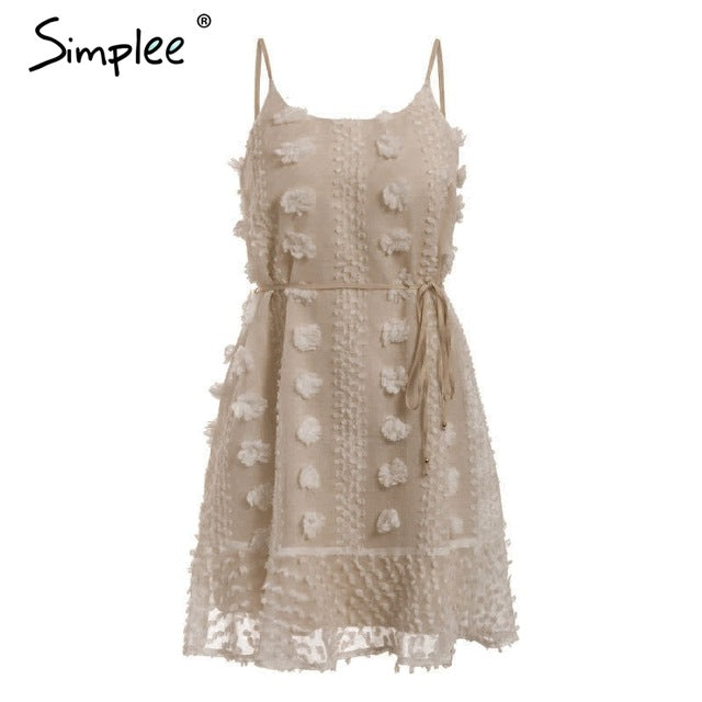 Elegant flower embroidery short dress Women sexy spaghetti strap summer sundress Female lace up short beach dress 2019