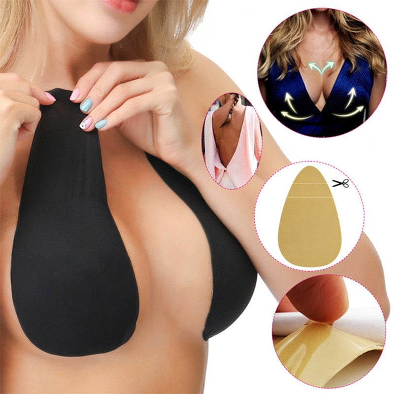 Women Silicon Nipple Push Up Bra Adhesive Lift Breast Bra Tape Sticky Invisible Women