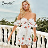 Sexy off shoulder print women dress Lace up ruffle summer short dresses Holiday beach female mini white  2019