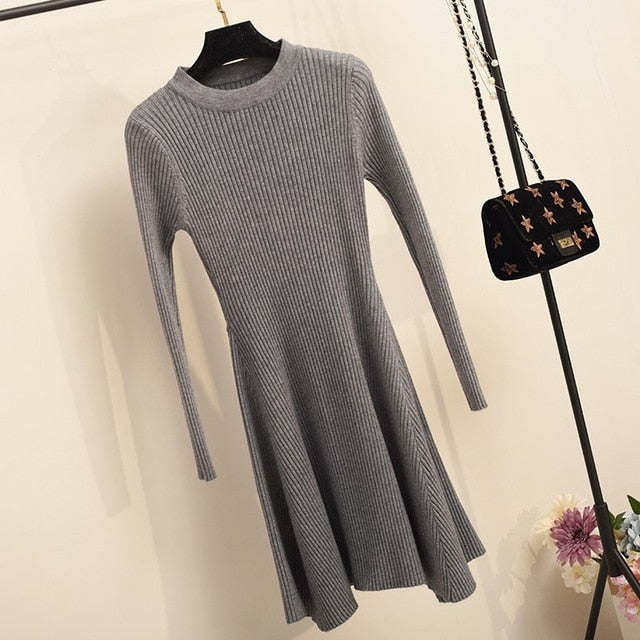 Women Long Sleeve Sweater Dress Women's Irregular Hem