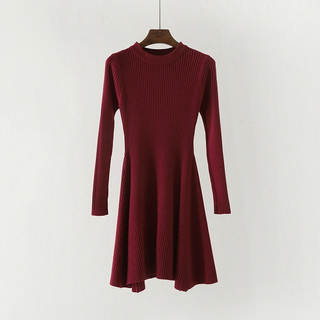 Women Long Sleeve Sweater Dress Women's Irregular Hem