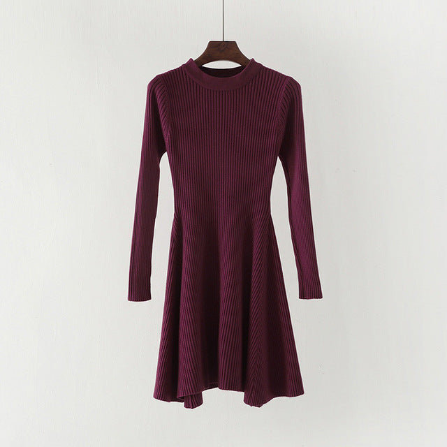 Women Long Sleeve Sweater Dress Women's Irregular Hem