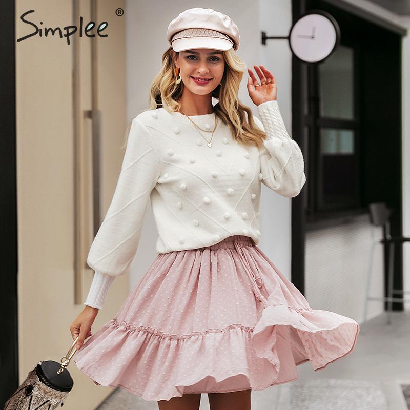 Elegant women Sweater Autumn winter lantern sleeve sweater female