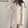 2019 Autumn Winter Women Jackets Office Ladies Lace up  Formal Outwear