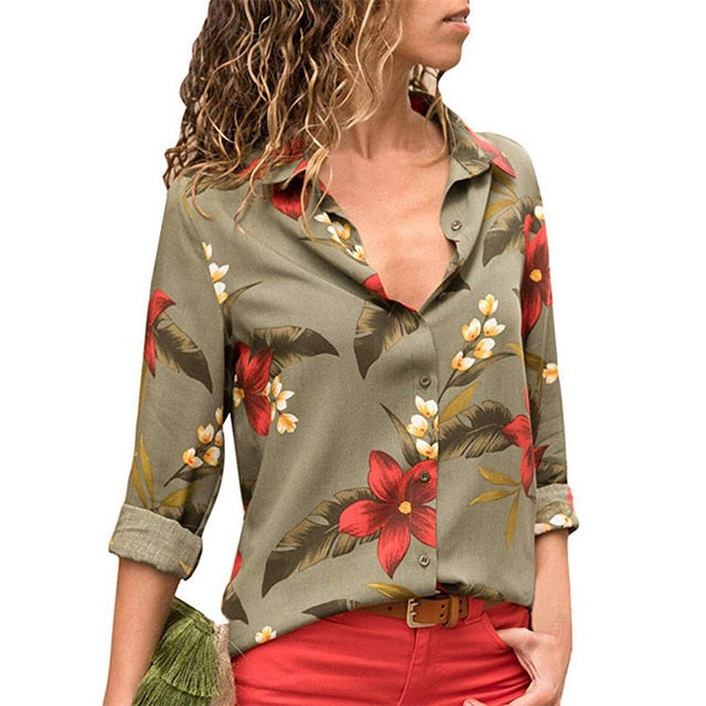 Women Blouses 2019 Fashion Long Sleeve Turn Down Collar Office