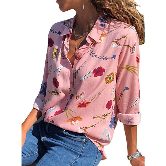 Women Blouses 2019 Fashion Long Sleeve Turn Down Collar Office