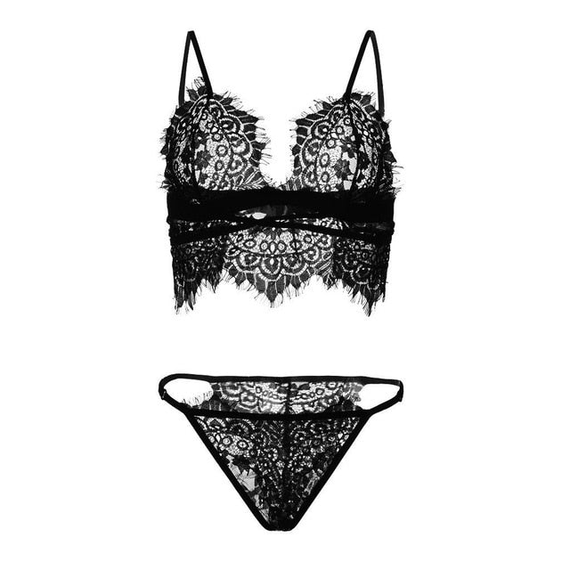 Women's Fashionable Porno Bra and G-String Set Underwear 2019