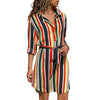 Long Sleeve Shirt Dress 2019 Summer Boho Beach Dresses Women Casual Striped Print A-line Mini Party Dress