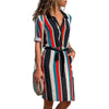 Long Sleeve Shirt Dress 2019 Summer Boho Beach Dresses Women Casual Striped Print A-line Mini Party Dress