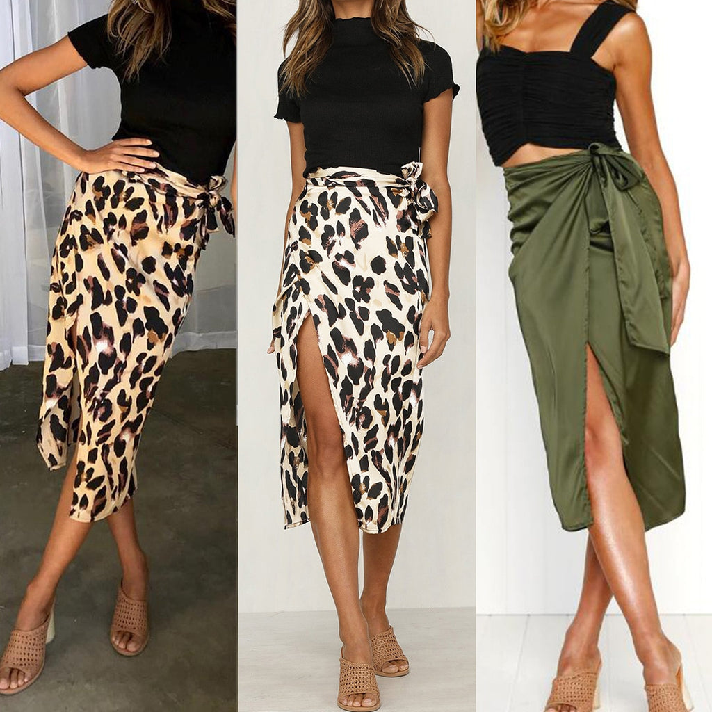 Skirts Women Fall 2019 New Chiffon Leopard Print Maxi Skirt High Waisted Streewear