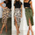 Skirts Women Fall 2019 New Chiffon Leopard Print Maxi Skirt High Waisted Streewear