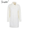 Turtleneck high split knitting pullover Autumn winter long sleeve  sweater dress