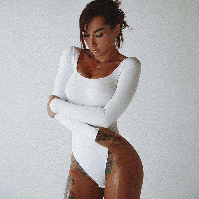 Casual Solid Fitness Basic Summer Bodysuit Women Short Sleeve Body  2019 Black White Bodysuits