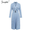 Vintage pleated belt plaid dress women Elegant office ladies blazer dresses Long sleeve female autumn midi party dress