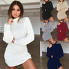 Sexy turtleneck knitted dress fall winter 2019 women's office party pencil dresses casual long sleeve white mini dress female