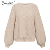 Sweater Autumn winter O-neck knitted women pullover puff sleeve female sweater 2019