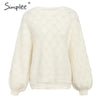 Sweater Autumn winter O-neck knitted women pullover puff sleeve female sweater 2019