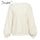 Sweater Autumn winter O-neck knitted women pullover puff sleeve female sweater 2019