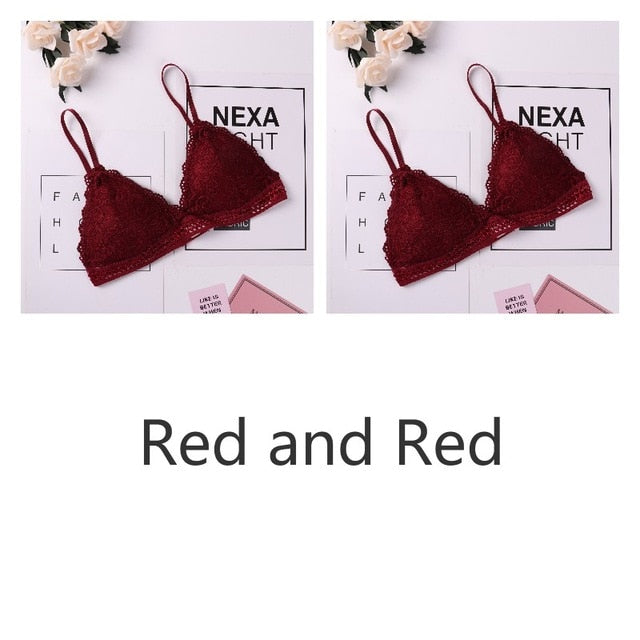 1/2PCS French Style Bralette Seamless Deep V Lace Bra Wireless  Soft Bras For Women Hot