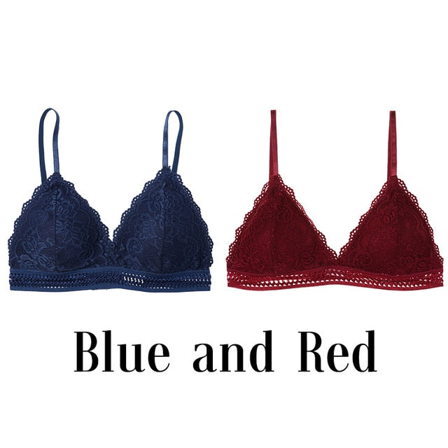 1/2PCS French Style Bralette Seamless Deep V Lace Bra Wireless  Soft Bras For Women Hot