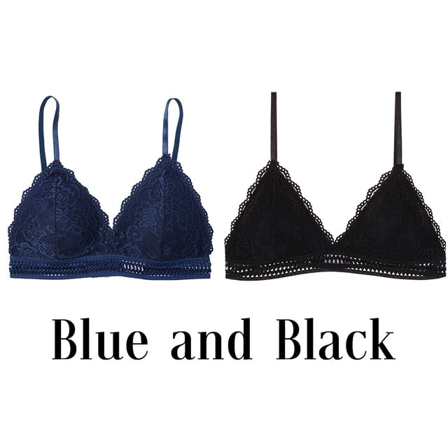 1/2PCS French Style Bralette Seamless Deep V Lace Bra Wireless  Soft Bras For Women Hot