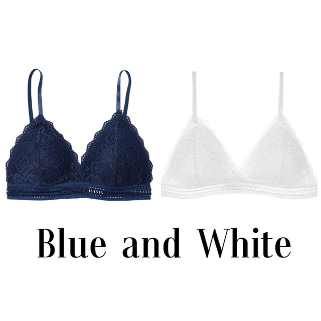 1/2PCS French Style Bralette Seamless Deep V Lace Bra Wireless  Soft Bras For Women Hot