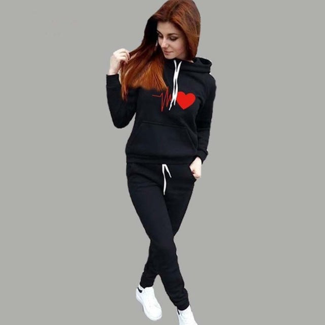 Women's Tracksuit Hoodies 2 Piece Set Sweatshirt + Pants Women