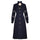 2019 Year Dark Blue Color Brooch Single Breasted Office Dresses Lantern Sleeves O-Neck Ball Gown Work Business Long Dress