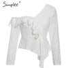 Sexy one shoulder women blouse shirt tops Streetwear ladies white blouses