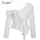 Sexy one shoulder women blouse shirt tops Streetwear ladies white blouses