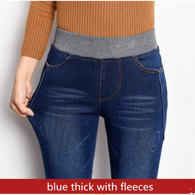 2019 Winter Jeans For Women Stretch Skinny Warm Denim Pants