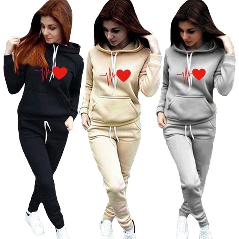 Women's Tracksuit Hoodies 2 Piece Set Sweatshirt + Pants Women