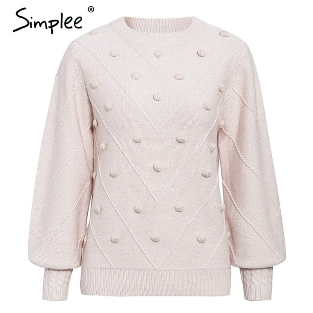 Elegant women Sweater Autumn winter lantern sleeve sweater female