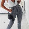 2019 Fashion Casual Slim Vintage Gray Grid Plaid Pants For Women