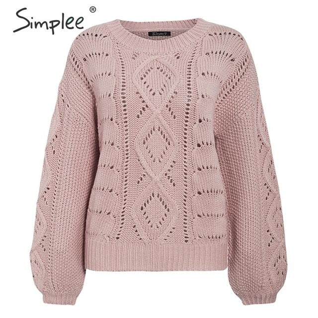 Women pullover sweater Lantern sleeve female autumn winter sweater O-neck casual ladies jumper 2019