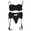 Fashion Sexy Women Bra Set 3Pcs Lace Sexy Lingerie Straps Bra Panty