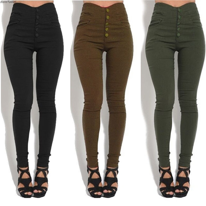 Sexy High Waist Pencil Jeans Leggings For Women Summer Autumn Black Brown Green Pants Legging