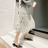 2019 Women Autumn Winter Pearl Tassel Midi Skirts Mid-Calf