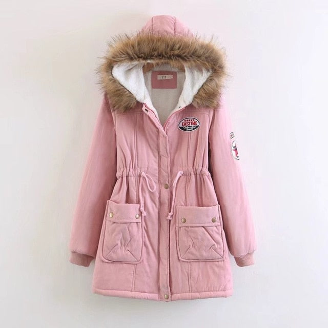 Winter Cotton Coat Women Slim Snow Outwear Medium-long Wadded Padded Warm Cotton s