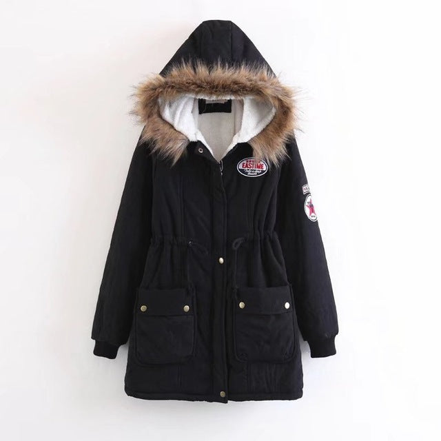 Winter Cotton Coat Women Slim Snow Outwear Medium-long Wadded Padded Warm Cotton s