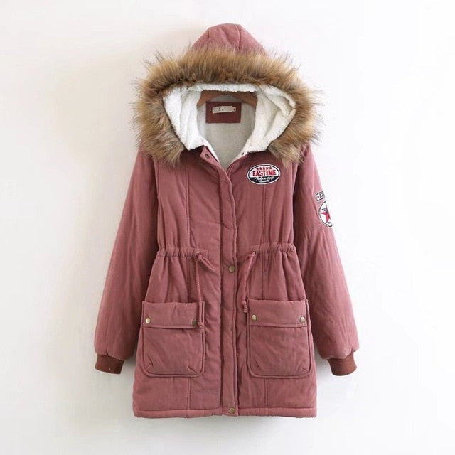 Winter Cotton Coat Women Slim Snow Outwear Medium-long Wadded Padded Warm Cotton s