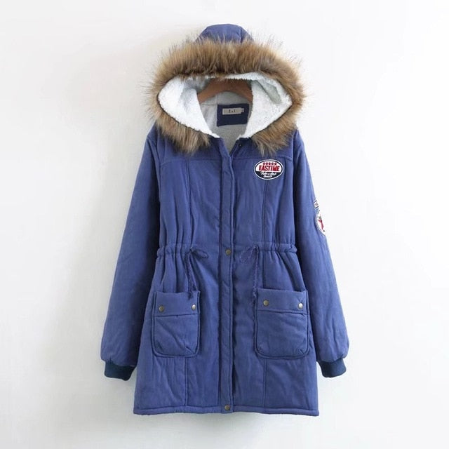 Winter Cotton Coat Women Slim Snow Outwear Medium-long Wadded Padded Warm Cotton s