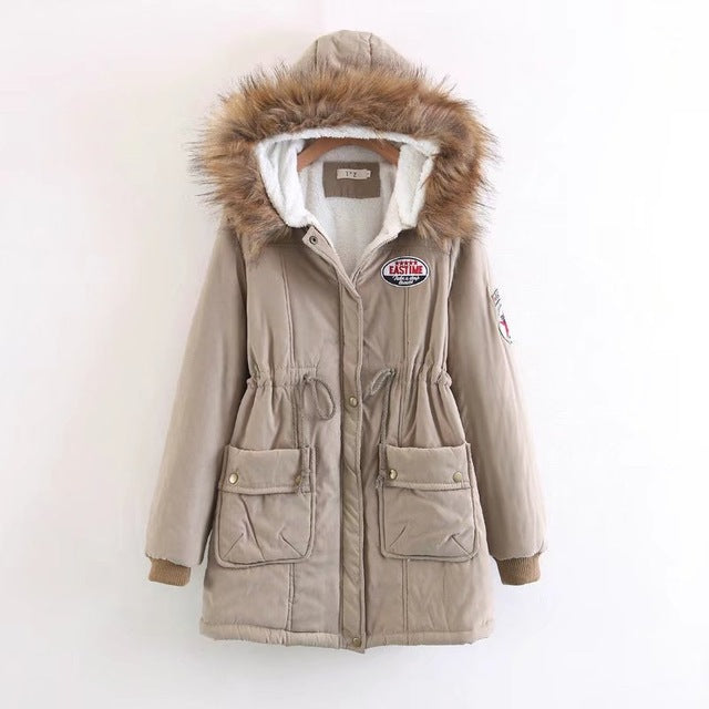 Winter Cotton Coat Women Slim Snow Outwear Medium-long Wadded Padded Warm Cotton s