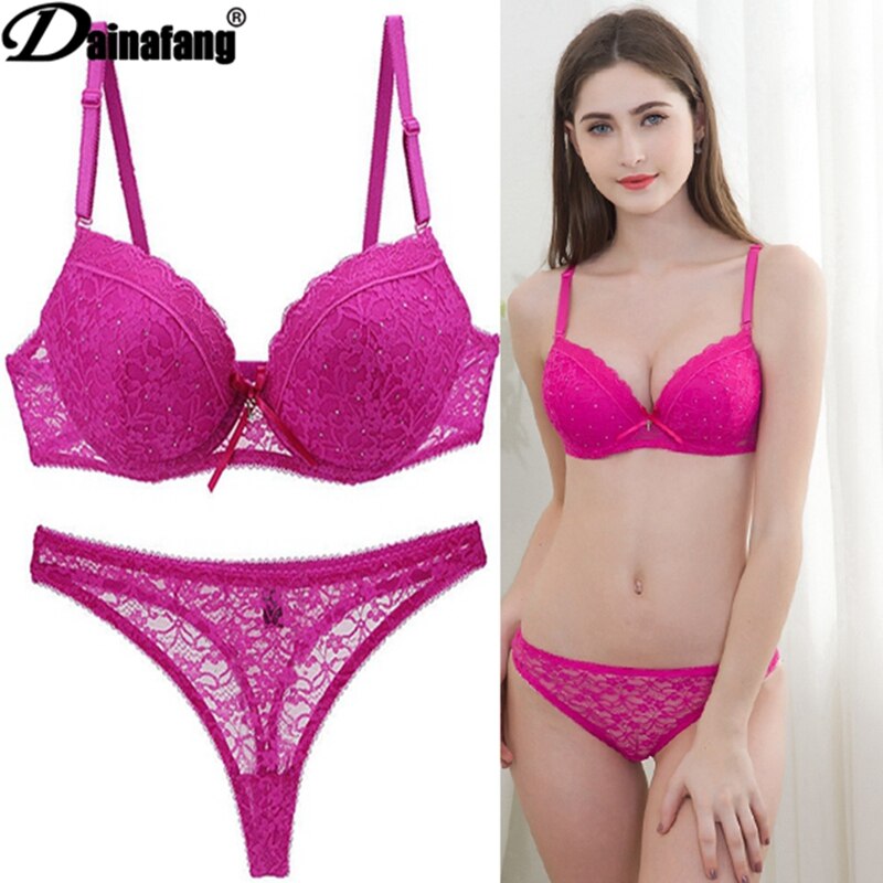 Novelty 2020 Lace Drill Bra Set Women Plus Size Push Up Underwear Set Bra