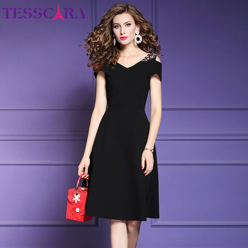 Women Elegant Beading Dress Female Fashion Event Party  High Quality Lady A-Line Plus Size