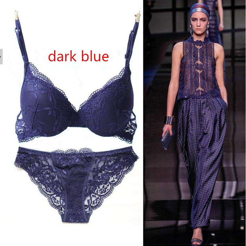 New Victoria dark blue Bra Sets Red temptation come sexy lace bra set